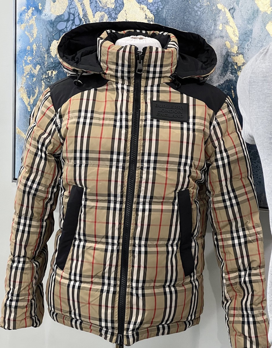 NEW BURBERRY WOMENS NEWBATTLE REVERSIBLE VINTAGE CHECK DOWN PUFFER