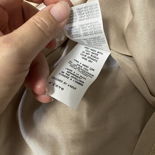 A’reve Ruffle Women’s Dress S Beige Cream Brown Tier Layered Short Sleeve Boho - Picture 15 of 16