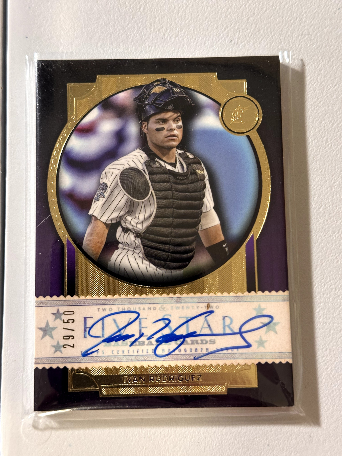 2022 Topps Five Star - Autographs Ivan Rodriguez #FSA-IR Purple /50 (AU)