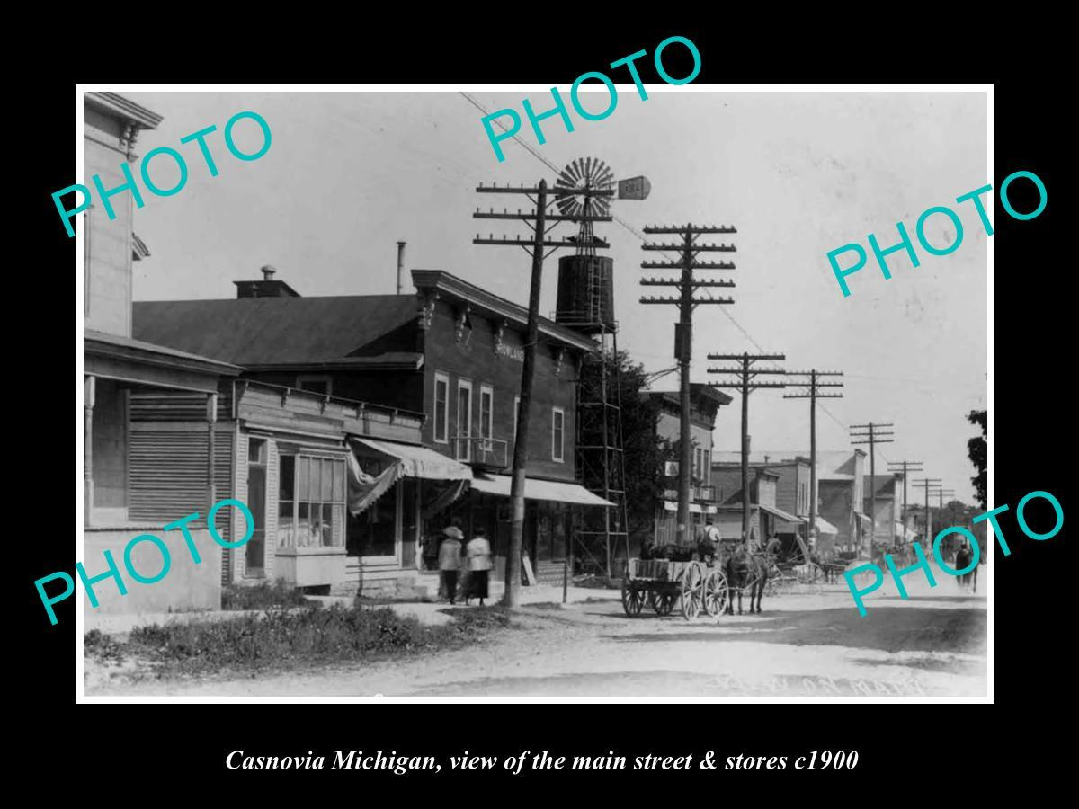 OLD 8x6 HISTORIC PHOTO OF CASNOVIA MICHIGAN THE MAIN STREET & STORES