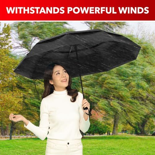 Windproof Travel Umbrellas for Rain - Easy Auto Open Close, A. Black - Travel - Picture 5 of 7