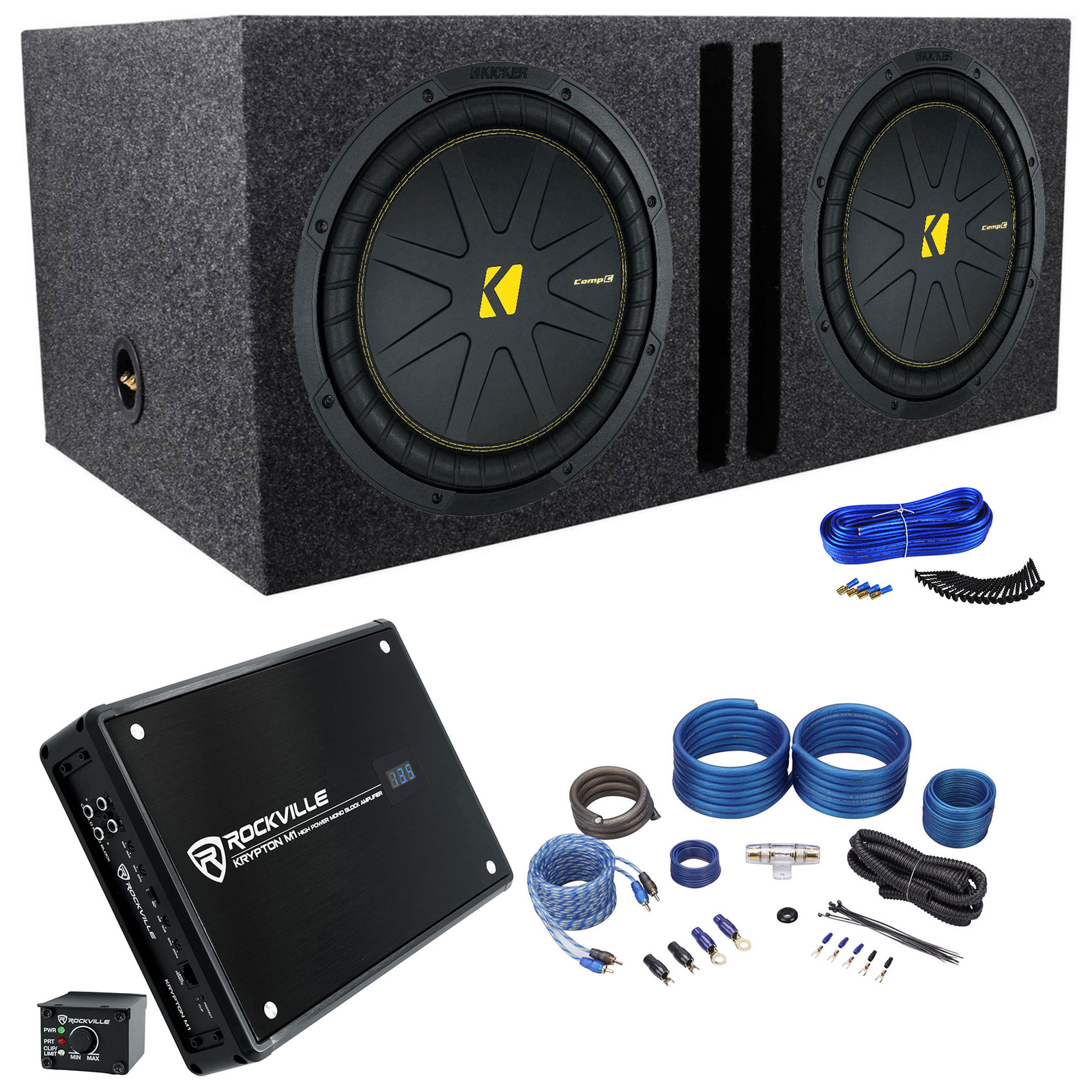 2 Kicker 50CWCD124 CompC 12 сабвуферов Вентилируемая коробка Моноусилитель Провода CWCD124 71790₽