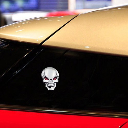 3D Metal Skull Bone Sticker Car Exterior Body Emblem Badge Decal Car Accessories - Picture 10 of 12