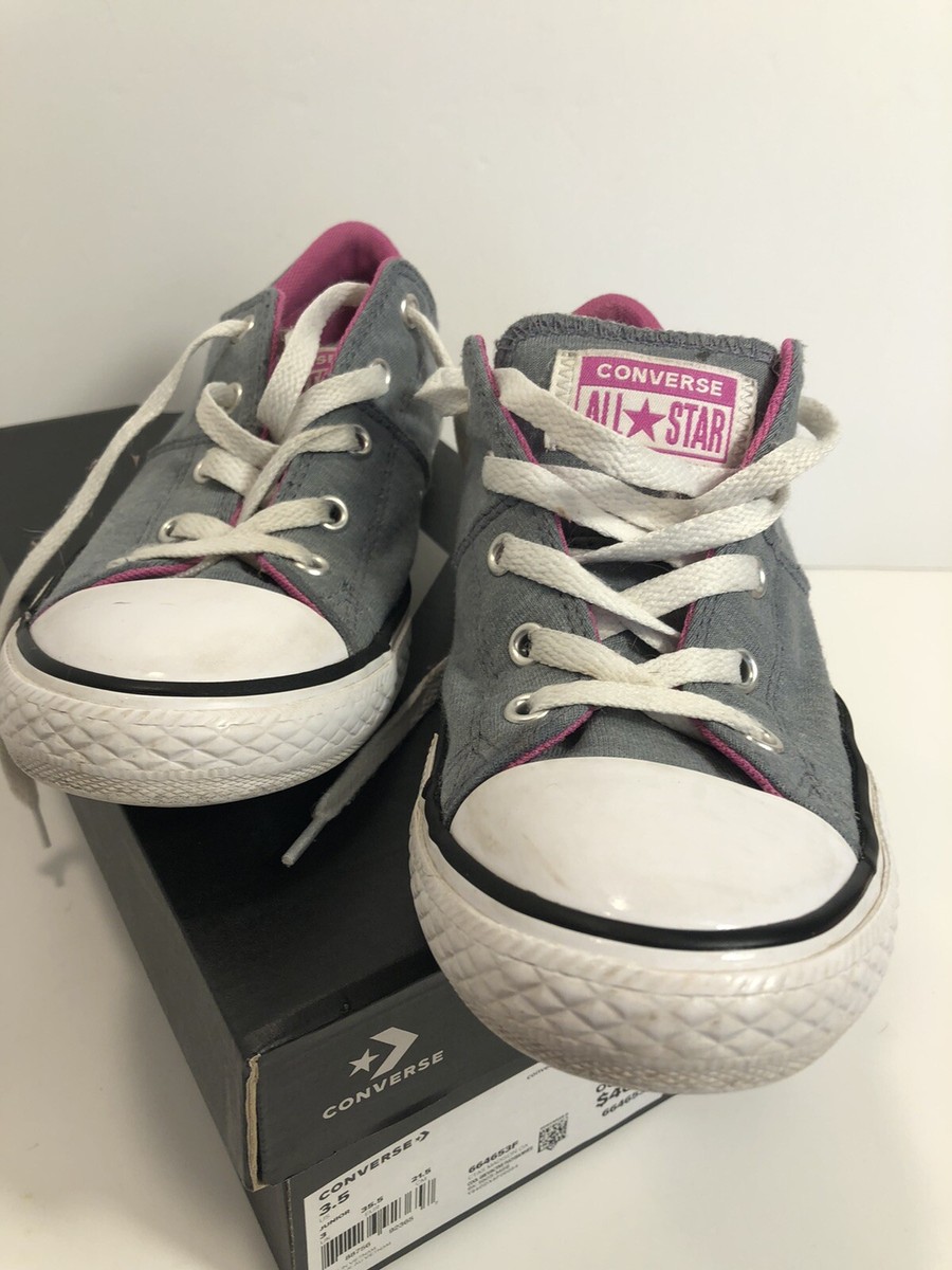 Converse All Star Youth Kids Girls Pink Gray Canvas Cushioned