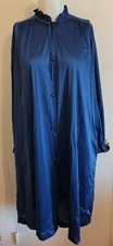 Vintage 70s Miss Elaine Sweet Navy Ruffleneck Robe Size Medium Unionmade