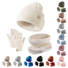 Girls Winter Hat and Gloves Set Winter Hat Scarf Gloves Set Thermal Warm Soft
