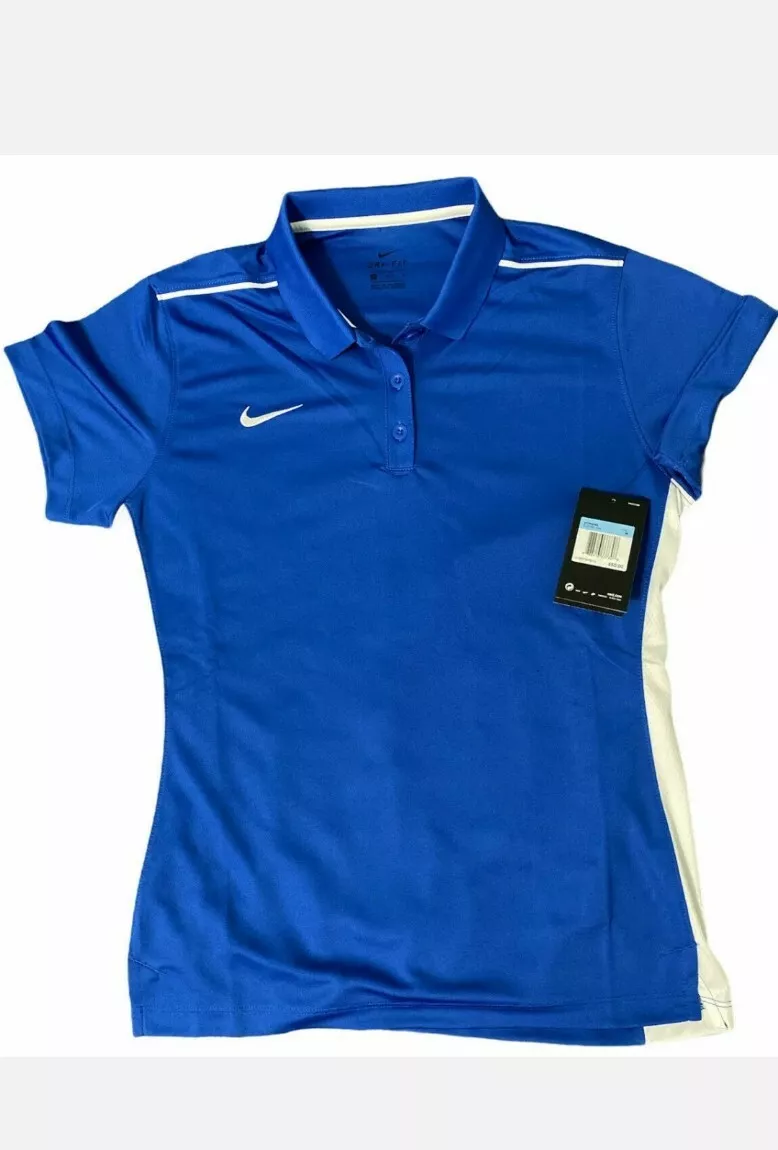 Womens Nike Dri Fit Basketball Coaches Shirt Polo Blue White 919065 494 New 50