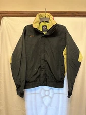 Vintage 80s Columbia Bugaboo Black Neon Windbreaker Jacket Radial Sleeve Mens Sm
