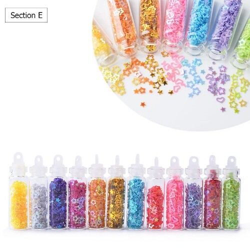 12 Bottle Nail Sequins Glitter Thin Flake Decor Set Sequins for Nail Flash Foils - Imagen 11 de 24