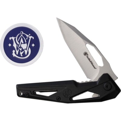 Smith & Wesson Folding Knife W/ Challenge Coin 3'' Stainless Blade Polymer Handle