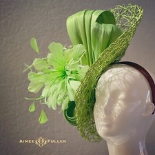 Apple Green Silk Fascinator Cocktail Hat Royal Ascot Fun Kentucky Derby Del Mar