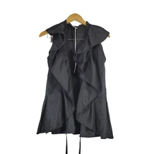 Holy Codi Studio Women Ruffle Sleeveless Black Vest Small