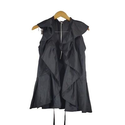 Holy Codi Studio Women Ruffle Sleeveless Black Vest Small