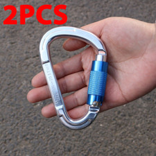 2PC 25KN Aluminum Rock Climbing Auto Locking Carabiner Clip Heavy Duty Snap Hook