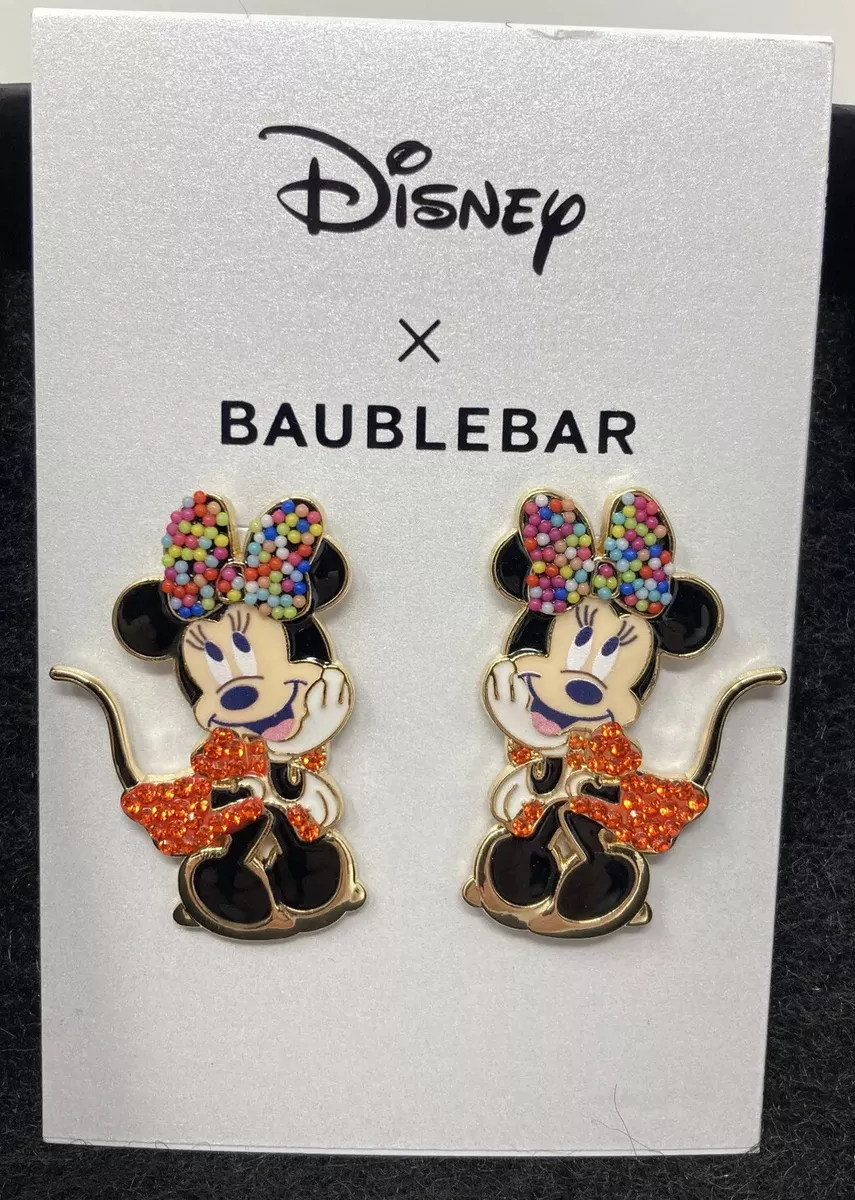 Baublebar Disney X Minnie Mouse Earrings Orange Dress Confetti Bow NEW