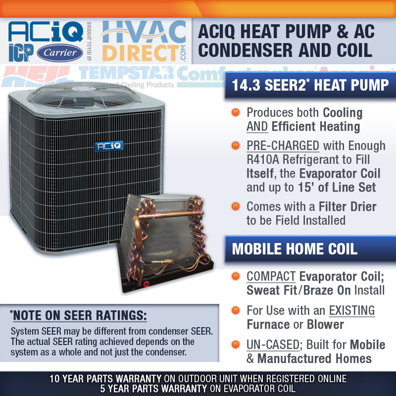 4 Ton 14.3 SEER2 ACiQ-Heil by Carrier Mobile Home Heat Pump + Coil + Line  Set | eBay