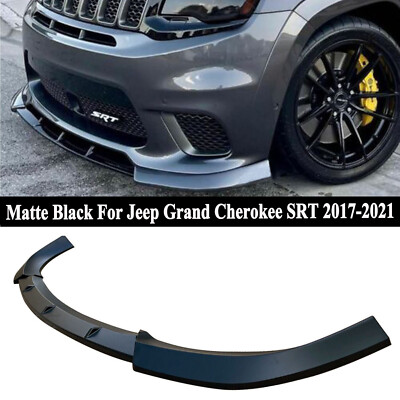 Matte Black Front Bumper Lip For Jeep Grand Cherokee SRT Trackhawk 2017-2021