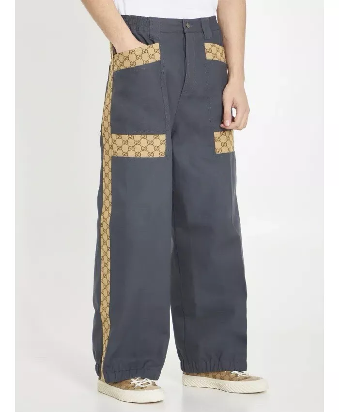 Pantalon pantalon de travail Gucci GG Supreme en toile PETIT