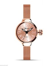 NEW GENEVA ROSE GOLD,GOLD,THIN MESH BAND,ROUND DIAL SLIM WATCH 