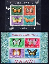 MALAWI MNH 1970 Moths and 1973  Butterflies Minisheets