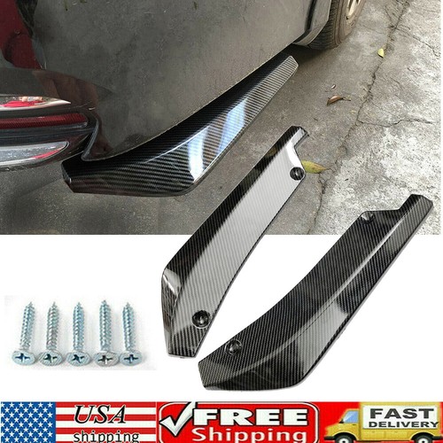 Pair Carbon Fiber Rear Bumper Splitter Diffuser Canards For Dodge Honda ...