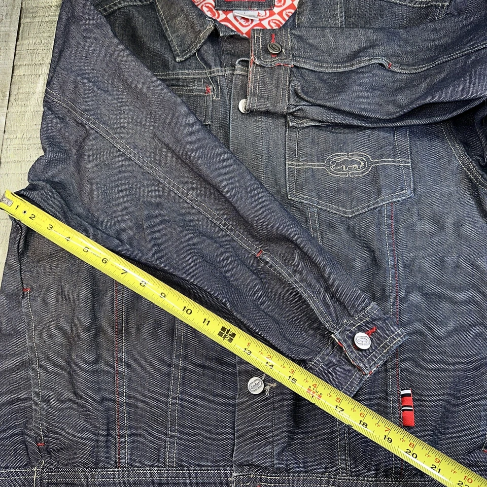 Chaqueta de mezclilla Ecko Unlt para hombre grande azul patinador camionero vintage y2k ropa de calle Foto 4 de 4