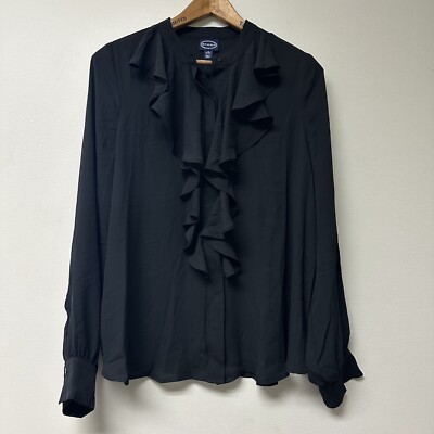 Scoop Womens Medium M Button Down Shirt Ruffles Long Sleeve Sheer New NWT