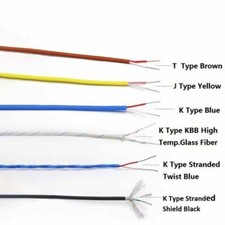 K J T Type Thermocouple Wire PTFE Cable Compensation Multi-stranded 2 0.3/0.5mm