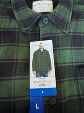 NWT Weatherproof Vintage Men's Shirt Jacket, Tan/Blue/Green