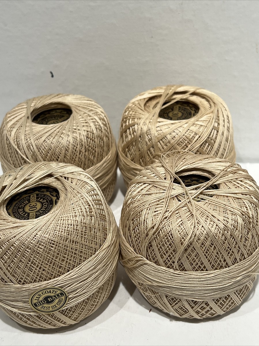 4 Vintage J&P Coats Six Cord Big Ball Mercerized Crochet Thread