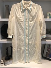 GOSSARD ARTEMIS Pale Yellow NYLON SILKY Night Gown BUTTON-UP ROBE VTG Small