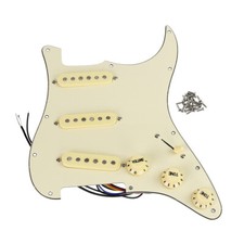 FLEOR Alnico 5 Loaded Pickguard SSS Prewired Staggered Pickups 50/50/52mm Cream