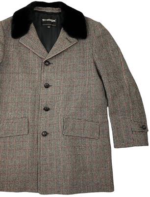 Winer NYC Stratojac Tweed Wool Overcoat Jacket Fur Lined Removable