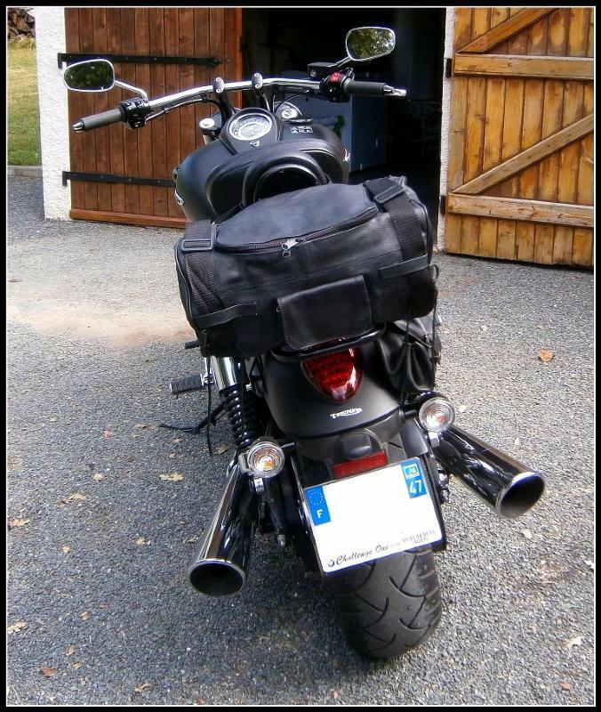 Sac sissy bar en cuir véritable de vachette souple pour moto custom et trike