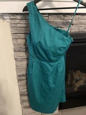 J Crew One Shoulder Dress Size 4 Lined Hidden Zipper With Pockets Excellent