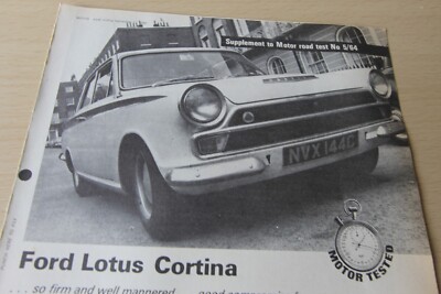 Original 1966 FORD LOTUS CORTINA Motor magzine supplementary to road test No5/64