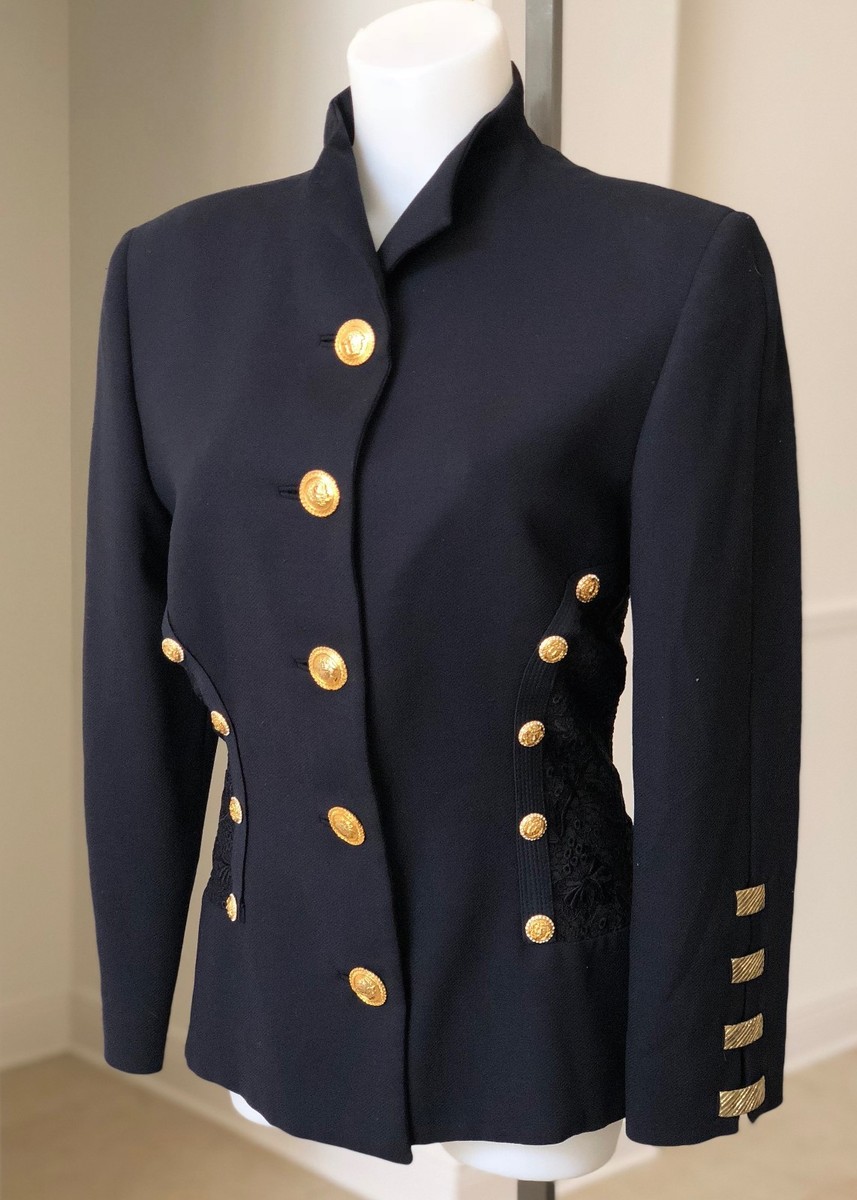 1992 GIANNI VERSACE wool & silk Medusa studded blazer w