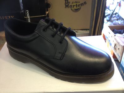 GRAFTERS Uniform Shoe Black Smooth Leather Padded Collar Air Cushion PVC Sole dm