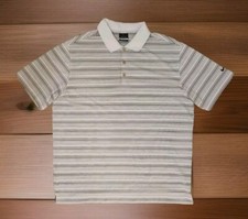 Nike Golf Dri-Fit Polo Shirt Mens XL White with Black Stripes