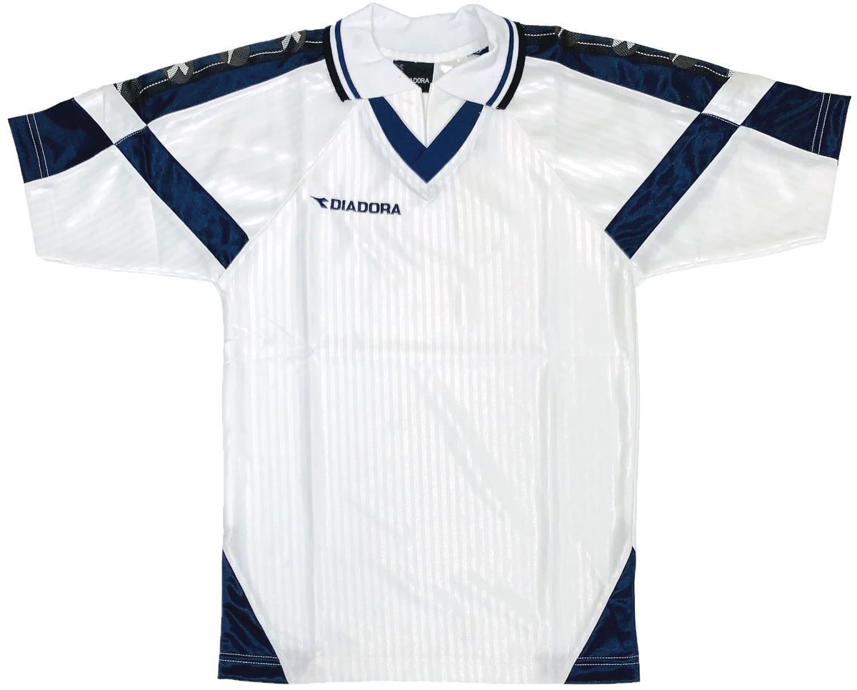 Diadora Trevi 017 Soccer Team Jersey Futbol Polo Shirt White Navy