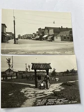 2 Vtg 1940’s Rapid River Michigan RPPC Main Street Well Coca Cola Hardware Store