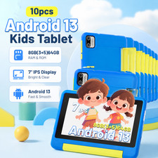 10pcs Kids Tablet, Android 13 7 inch Quad-Core 8GB 64GB ROM WiFi Dual Camera