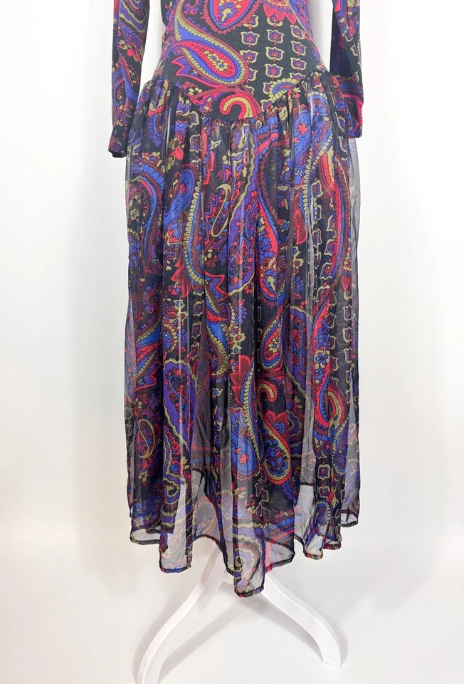 Vestido Betsey Johnson Punk Label Paisley Cintura Caída Años 80 Foto 4 de 4