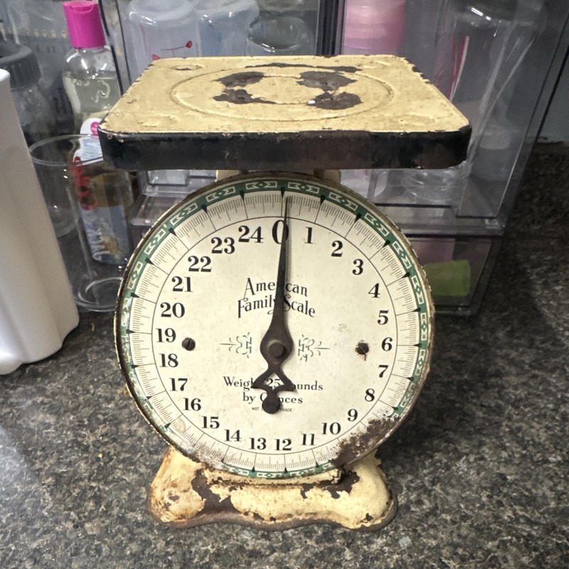 American Family Scale Vintage Mechanical Kitchen Scale 25 lb Beige