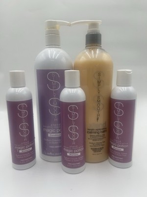 Simply Smooth Xtend Keratin Magic Potion Shampoo Conditioner Calming Balm Lot 5