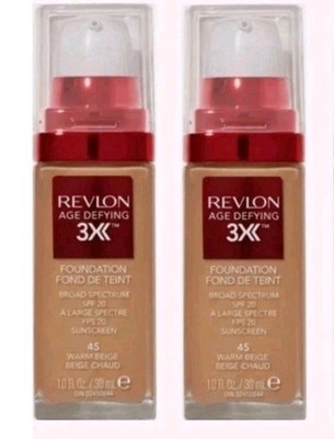 Lot of 2 Revlon 3X Age Defying Firming & Lifting Makeup 45 Warm Beige New Sealed