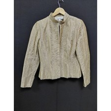 Oscar de la Renta Made in USA Jacket Beige Textured Women Size 10