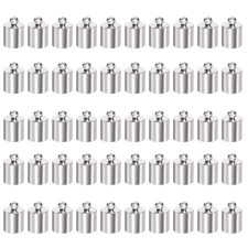 50Pcs Cord End Cap 7.5mm ID Copper Column Barrel End Caps Silver Tone