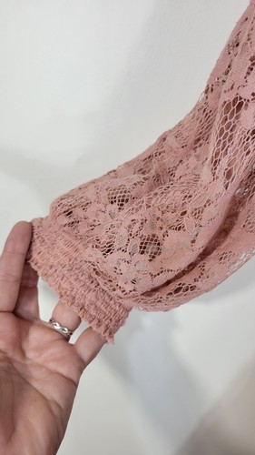 free people blush pink lace maxi tiered dress size 6 plunge neck side zip lined - Picture 3 of 12