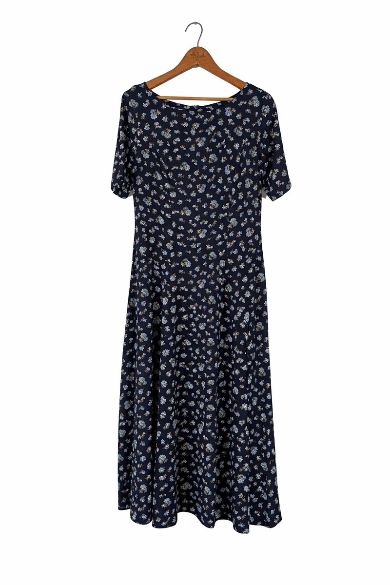 Jupe Laura Ashley Femme Noire - Midi Dentelle Brodée - Taille 12 - Vintage UK
